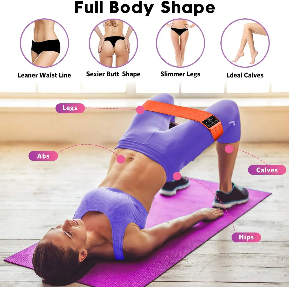 Renoj Resistance Bands for Working Out 3-Set | Heavy/Medium/Light Fabric Loops for Women Men - view 3