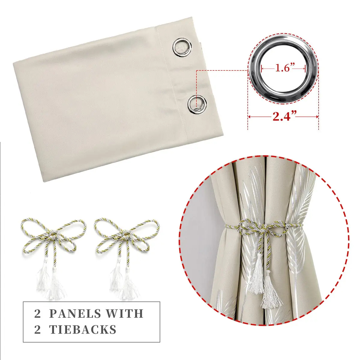 Estelar Textiler Cream Patterned Curtains for Living Room Bedroom 42W x 96L | Blackout, Energy Saving - view 4