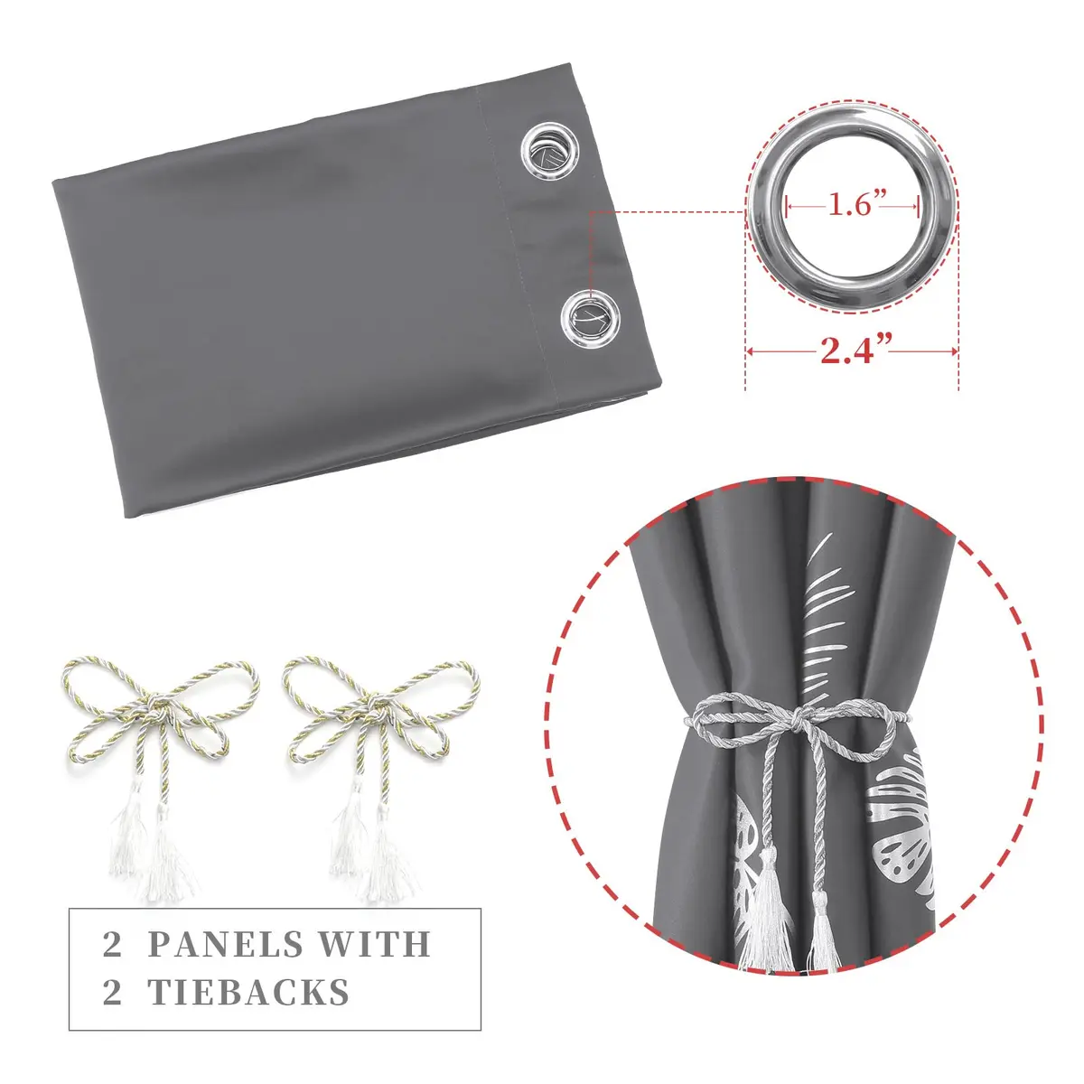 Estelar Textiler Dark Gray Blackout Patterned Curtains 42x84 inch | Energy Saving & Elegant Design - view 5
