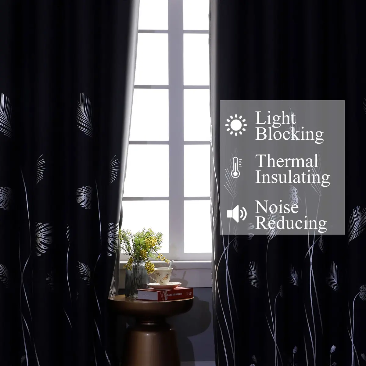 Estelar Textiler Dark Gray Blackout Patterned Curtains 42x84 inch | Energy Saving & Elegant Design - view 6