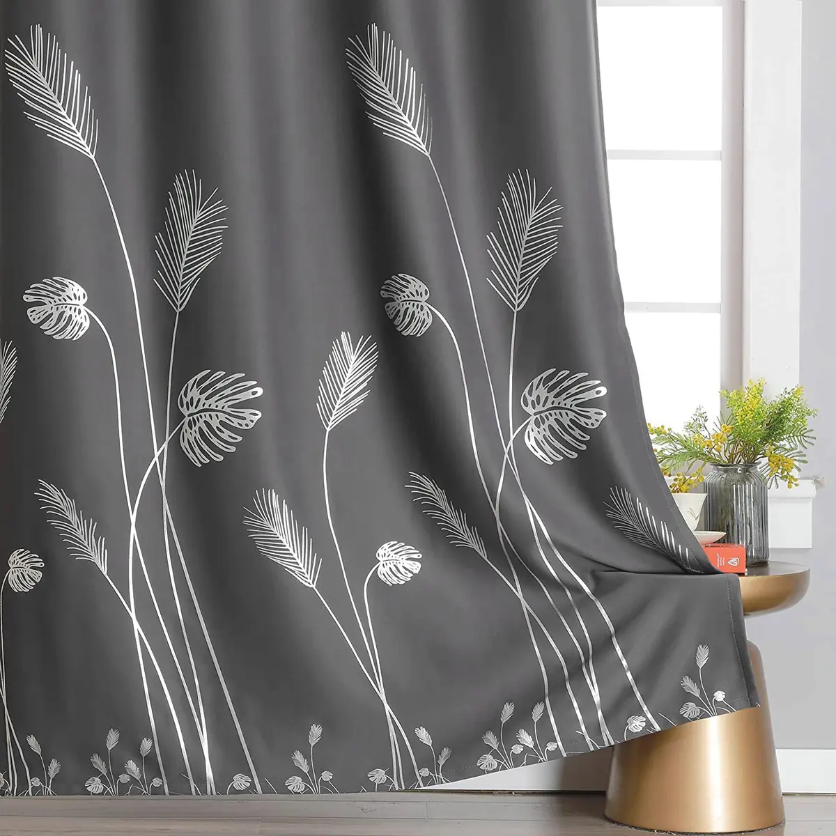 Estelar Textiler Dark Gray Blackout Patterned Curtains 42x84 inch | Energy Saving & Elegant Design - view 3
