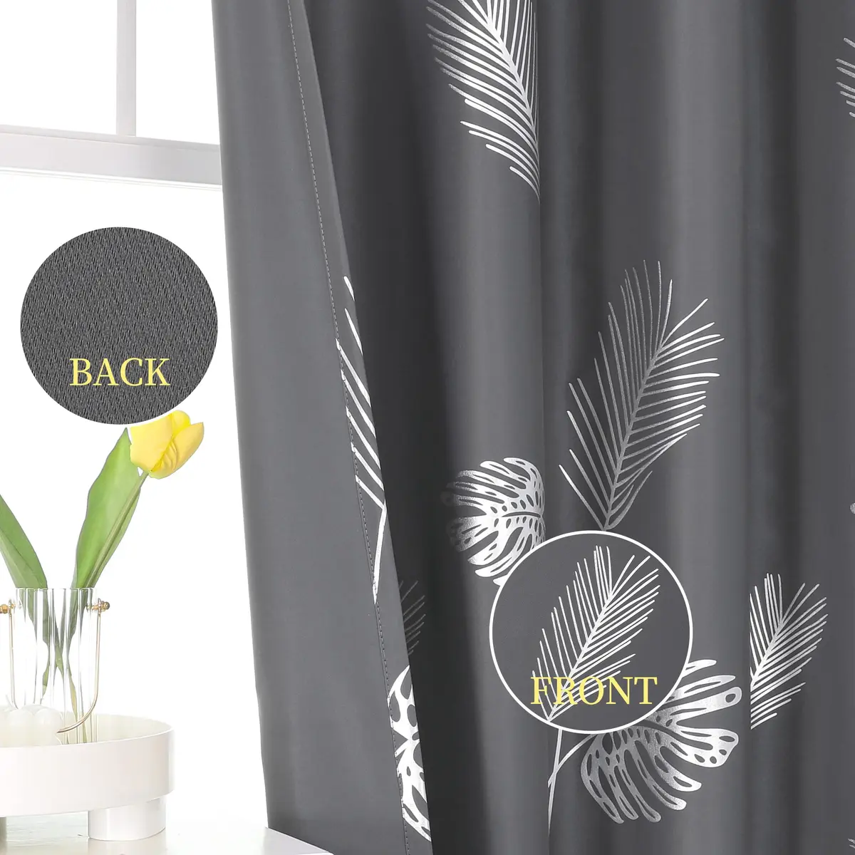 Estelar Textiler Dark Gray Blackout Patterned Curtains 42x84 inch | Energy Saving & Elegant Design - view 4