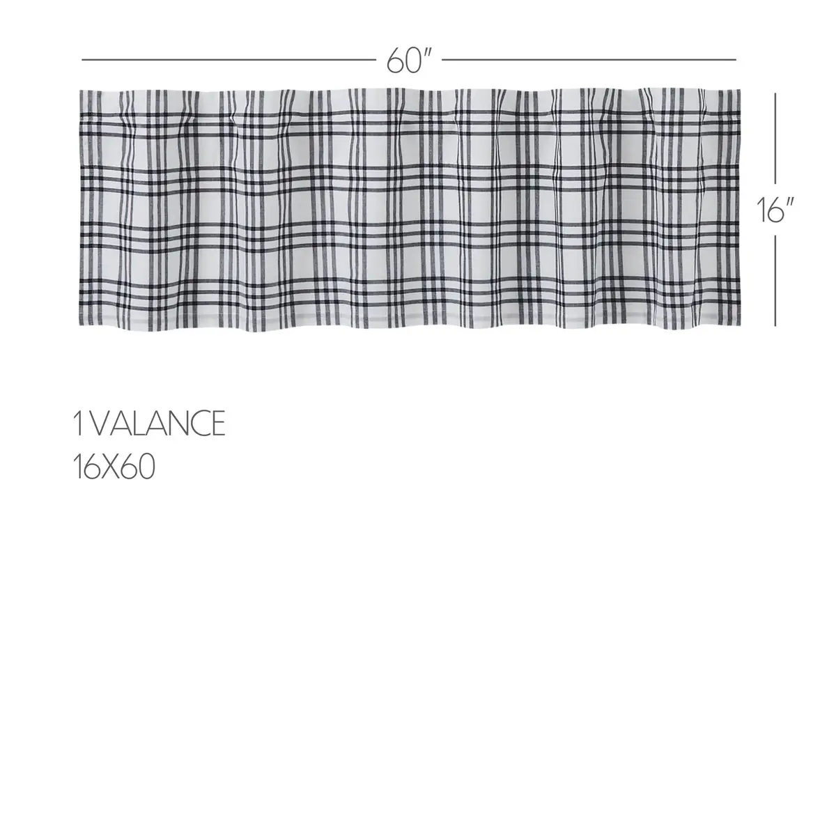 VHC Brands Sawyer Mill Plaid Valance 16x60 in. Black Cotton | Farmhouse Country Style Window Decor - view 2