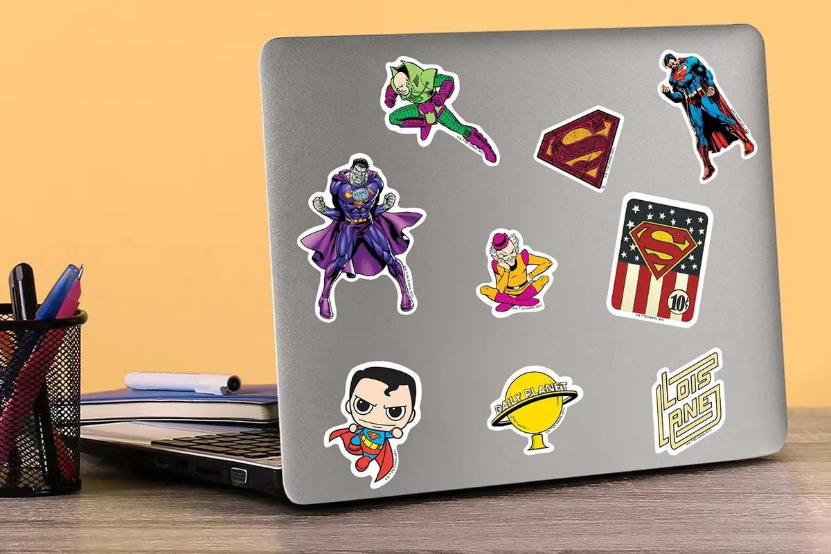 GRAPHICS & MORE Superman 50 Sticker Pack Waterproof Vinyl Decals | DC Comics Hero - view 5
