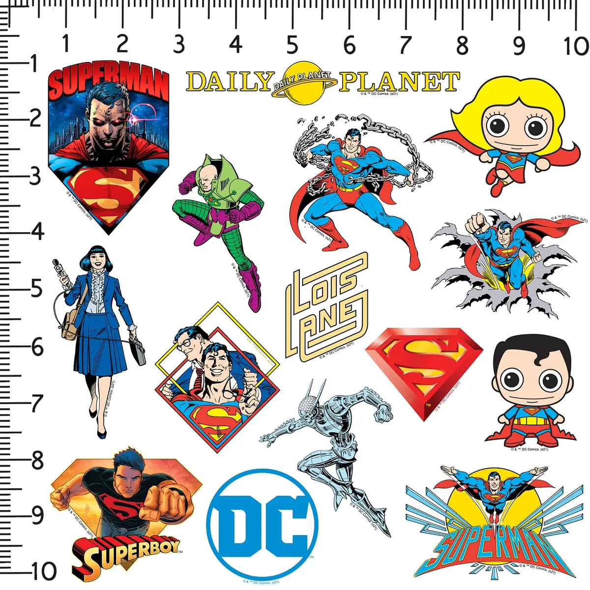 GRAPHICS & MORE Superman 50 Sticker Pack Waterproof Vinyl Decals | DC Comics Hero - view 2