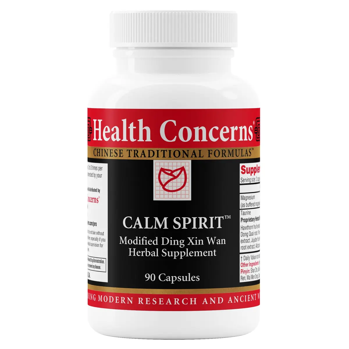 Health Concerns Calm Spirit - Stress Relief Supplement for Men & Women - Herbal Calming Support - Eases Tension & Nervousness - Magnesium, Hawthorn, Chinese Peony & Taurine - 90 Capsules - main product image