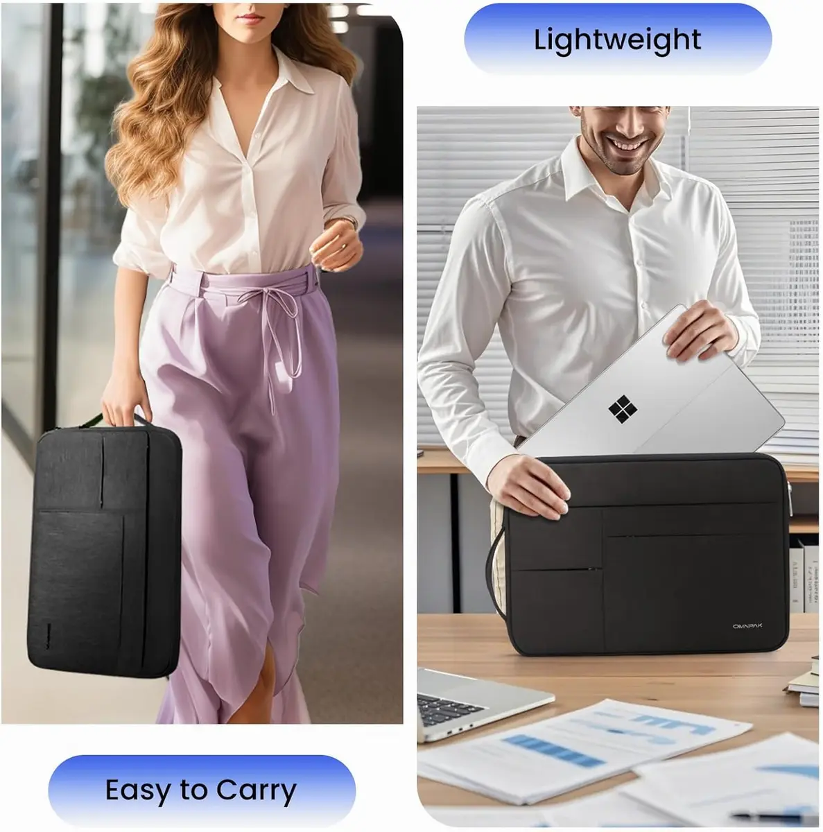 Omnpak Laptop Sleeve Case for Surface Pro 11/10/9/8/7, Side Handle Strap | Waterproof, Slim & Lightweight - view 4