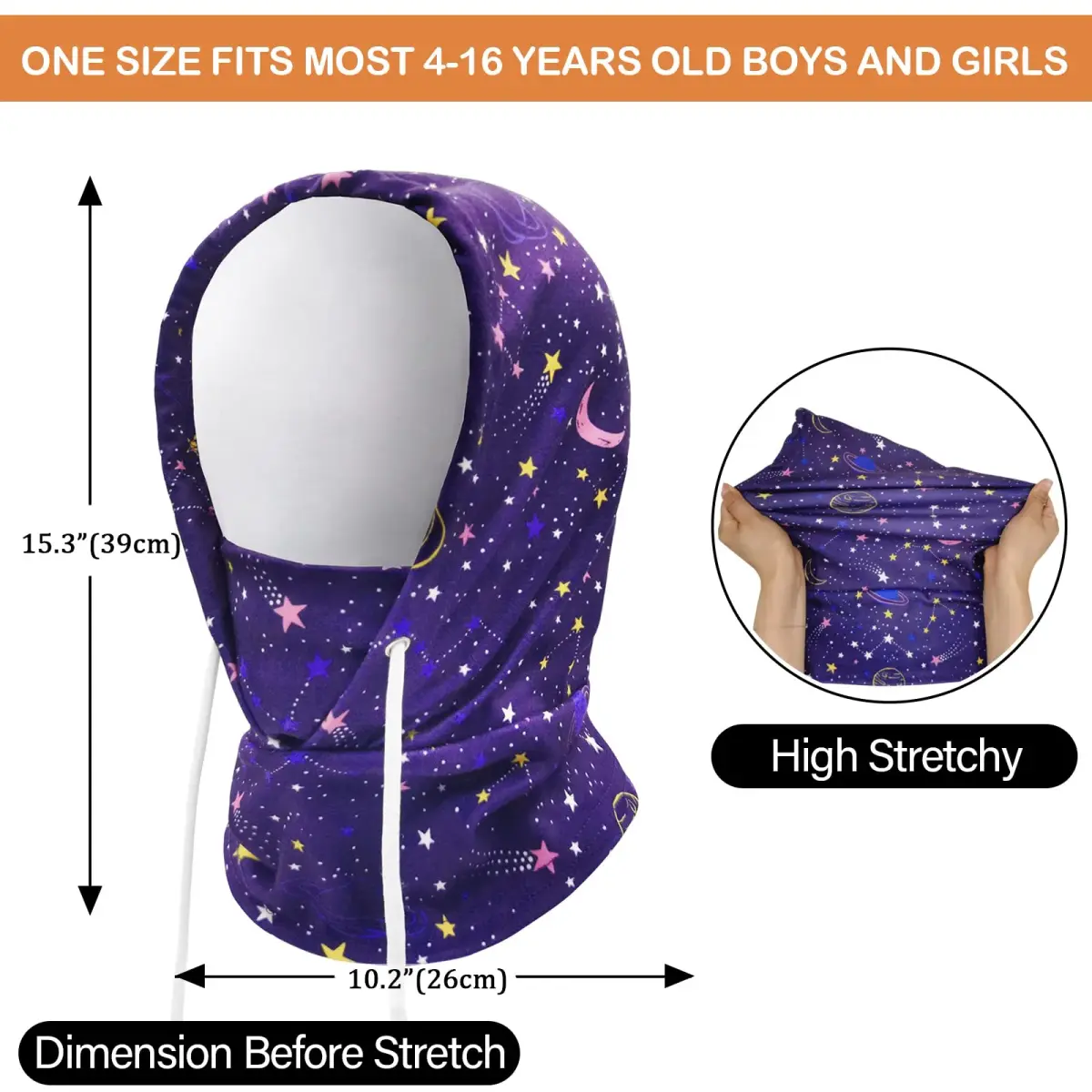 Ineetatu Kids Winter Balaclava Hat (2 Pack) Universe + Fish Scales | Windproof Fleece Ski Mask for Boys & Girls - view 6
