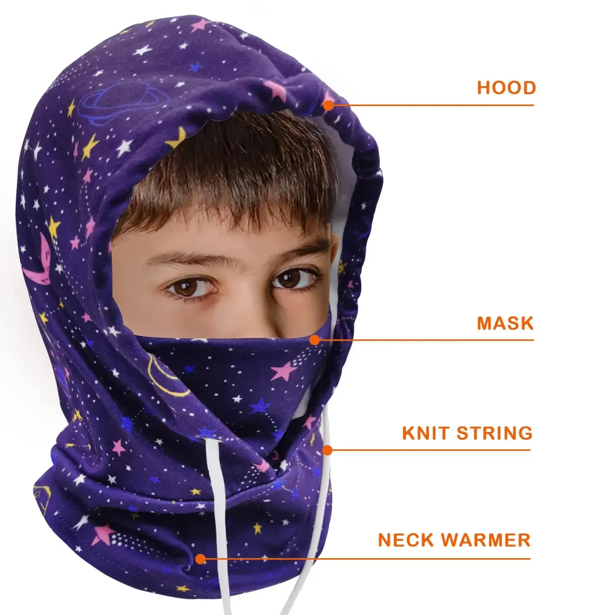 Ineetatu Kids Winter Balaclava Hat (2 Pack) Universe + Fish Scales | Windproof Fleece Ski Mask for Boys & Girls - view 2