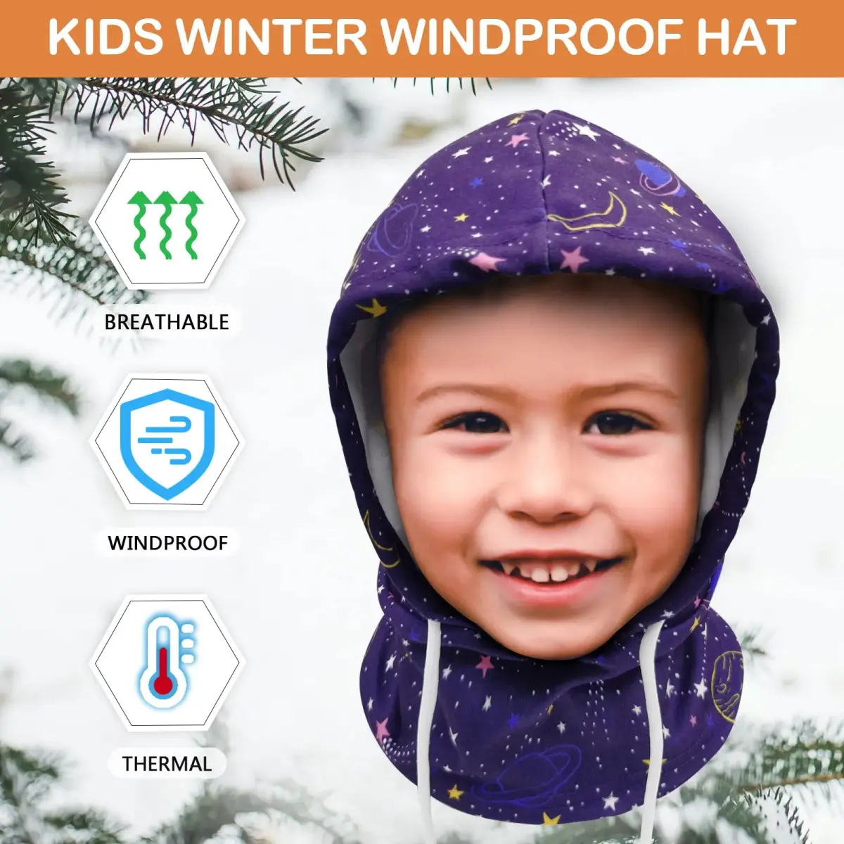 Ineetatu Kids Winter Balaclava Hat (2 Pack) Universe + Fish Scales | Windproof Fleece Ski Mask for Boys & Girls - view 3