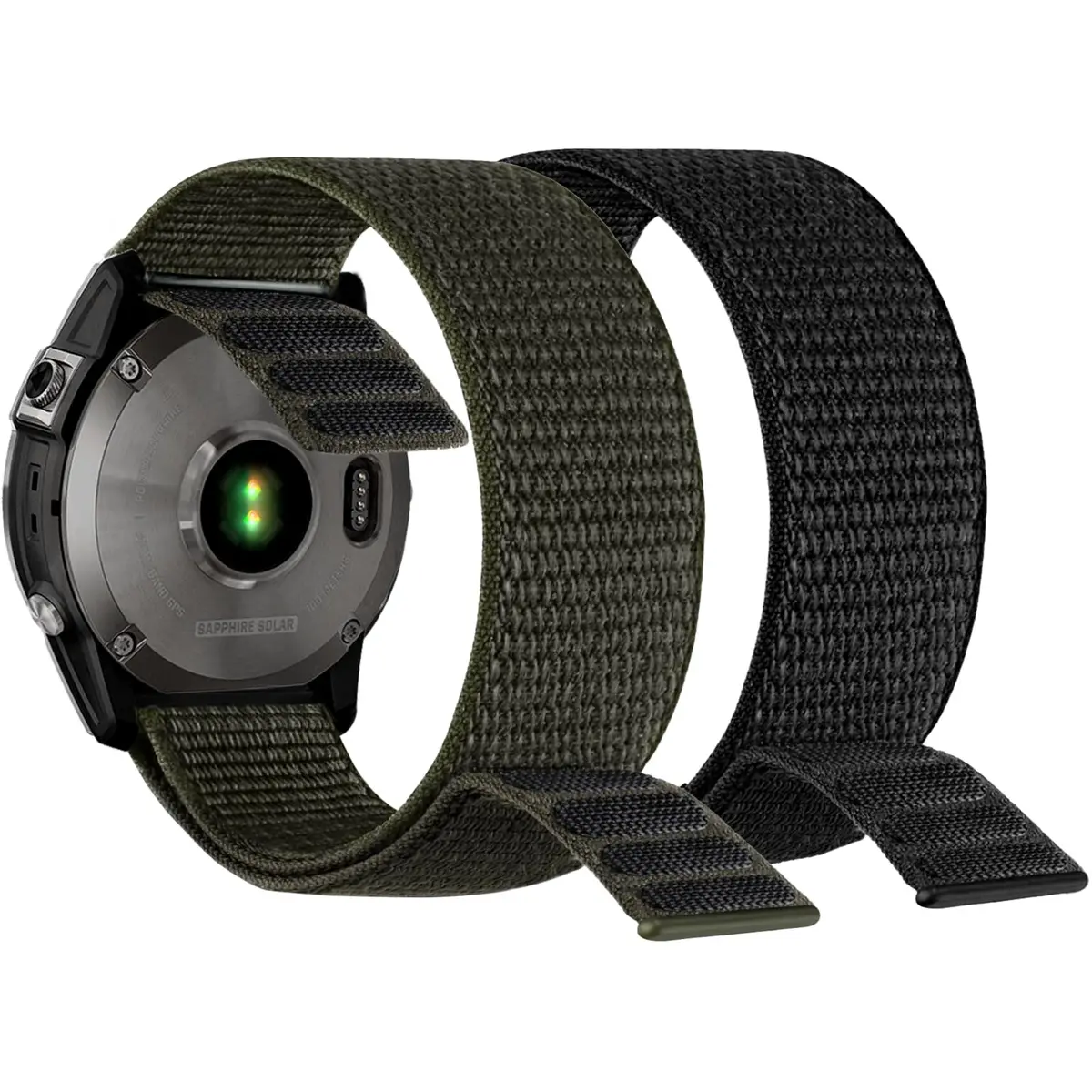 Abanen Hook and Loop Watch Band 22mm Black Green | Compatible with Garmin Fenix 8/7/6/5, Instinct 3/2, epix Pro 47mm - view 2
