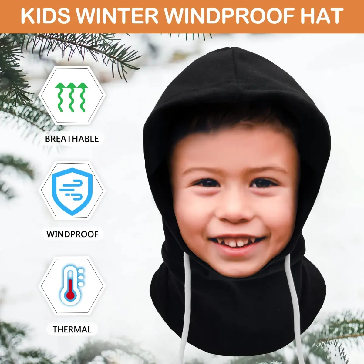 Ineetatu Kids Winter Balaclava Windproof Hats (2-Pack, Black + Purple) | Warm Fleece Ski Mask for Boys & Girls - view 3