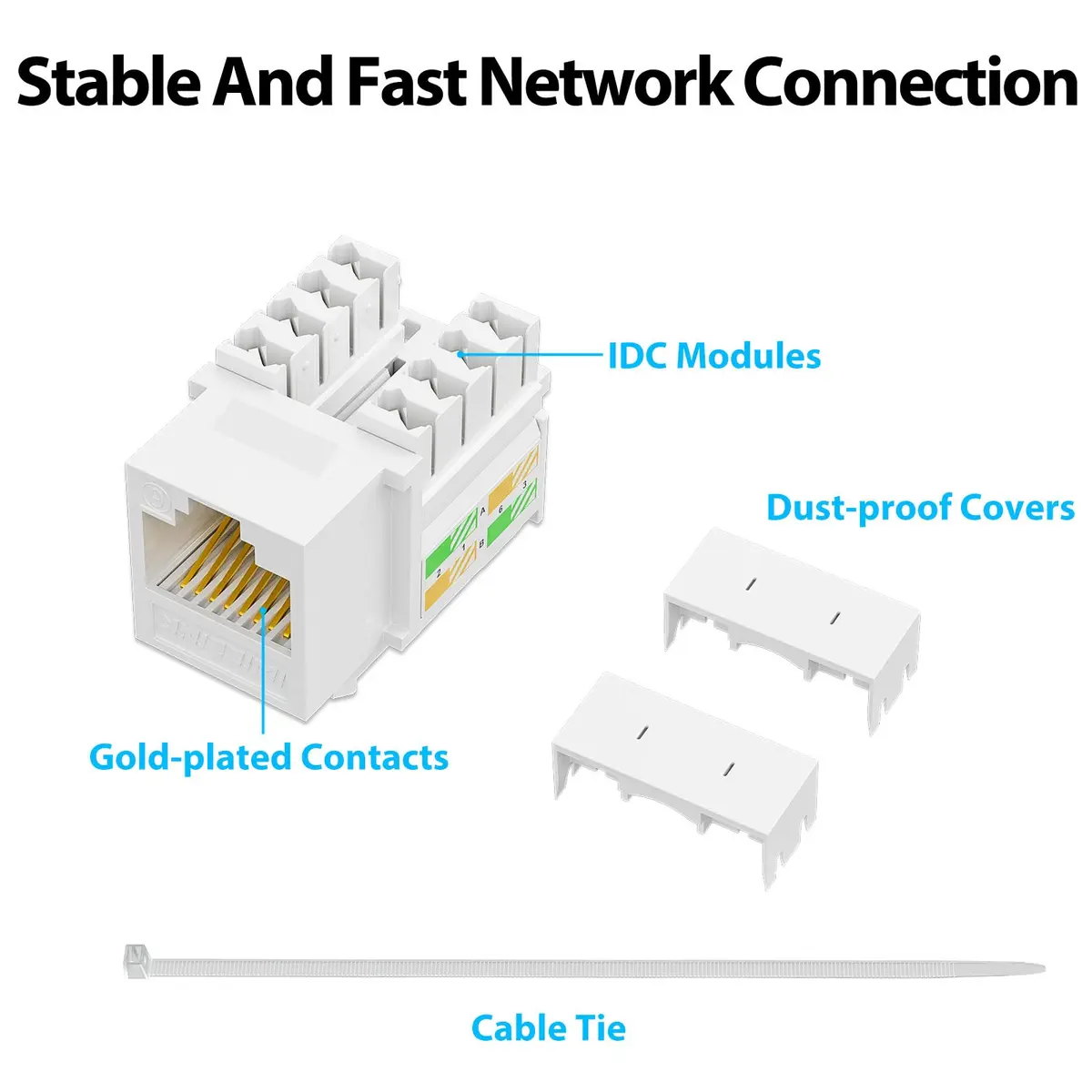 iwillink 10Gbps Cat6 Keystone Jack 25-Pack White | High-Speed Network Connectivity - view 5