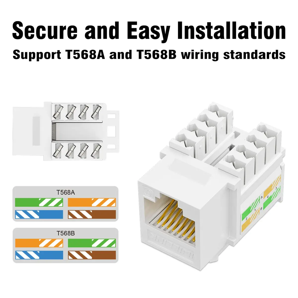 iwillink 10Gbps Cat6 Keystone Jack 25-Pack White | High-Speed Network Connectivity - view 6