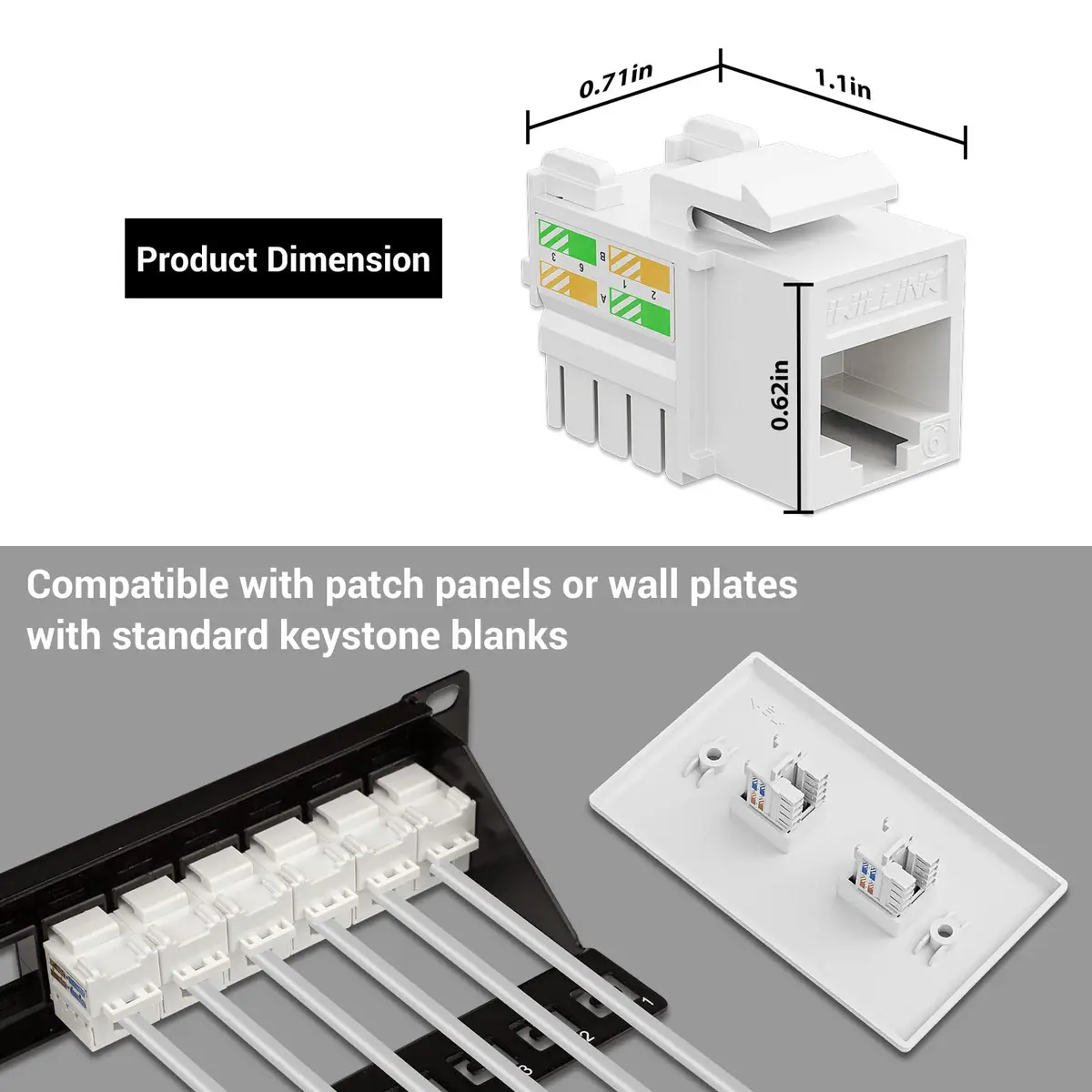 iwillink 10Gbps Cat6 Keystone Jack 25-Pack White | High-Speed Network Connectivity - view 4