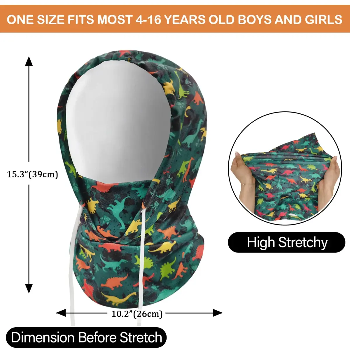 Ineetatu Kids Winter Balaclava Windproof Hats (2 Pack) - Adjustable Fleece Ski Mask for Boys & Girls, Dinosaur + Snowman - view 6
