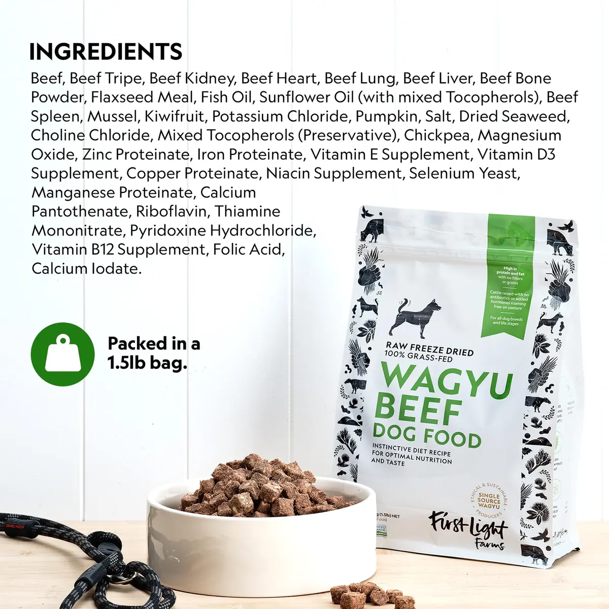 First Light Farms Freeze-Dried Wagyu Beef Dog Food Topper 0.68 kg (1.5 lb) | High Protein Treat for All Breeds - view 2