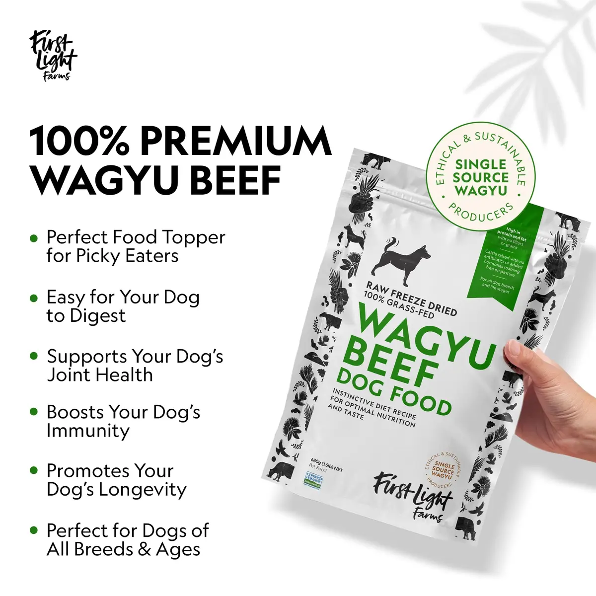 First Light Farms Freeze-Dried Wagyu Beef Dog Food Topper 0.68 kg (1.5 lb) | High Protein Treat for All Breeds - view 3