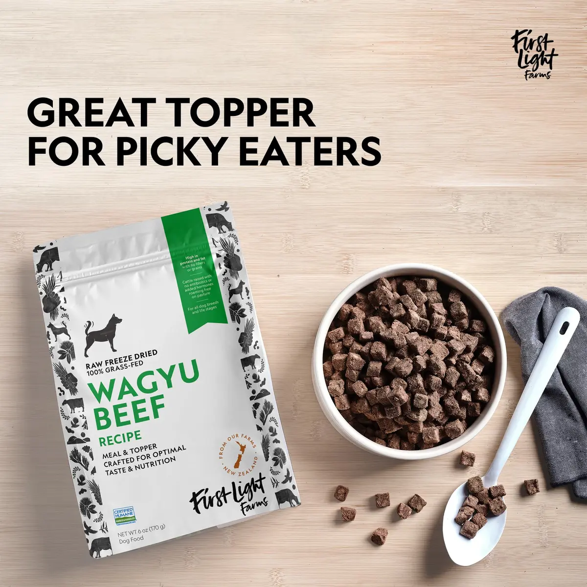First Light Farms Freeze-Dried Wagyu Beef Dog Food Topper 0.68 kg (1.5 lb) | High Protein Treat for All Breeds - view 4