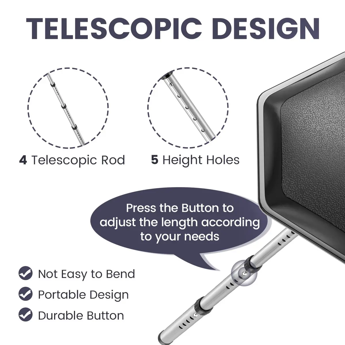 ToVii Golf Travel Bag Support Pole, Telescopic Aluminum Alloy, Impact-Resistant, Black | Adjustable & Lightweight - view 5