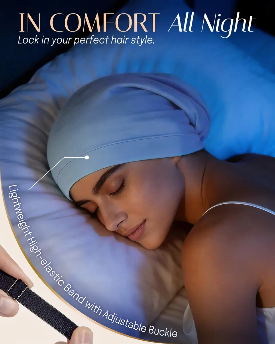OLESILK Mulberry Silk Bonnet for Sleeping Women | Adjustable Hair Wrap for Curly Hair Care - view 5