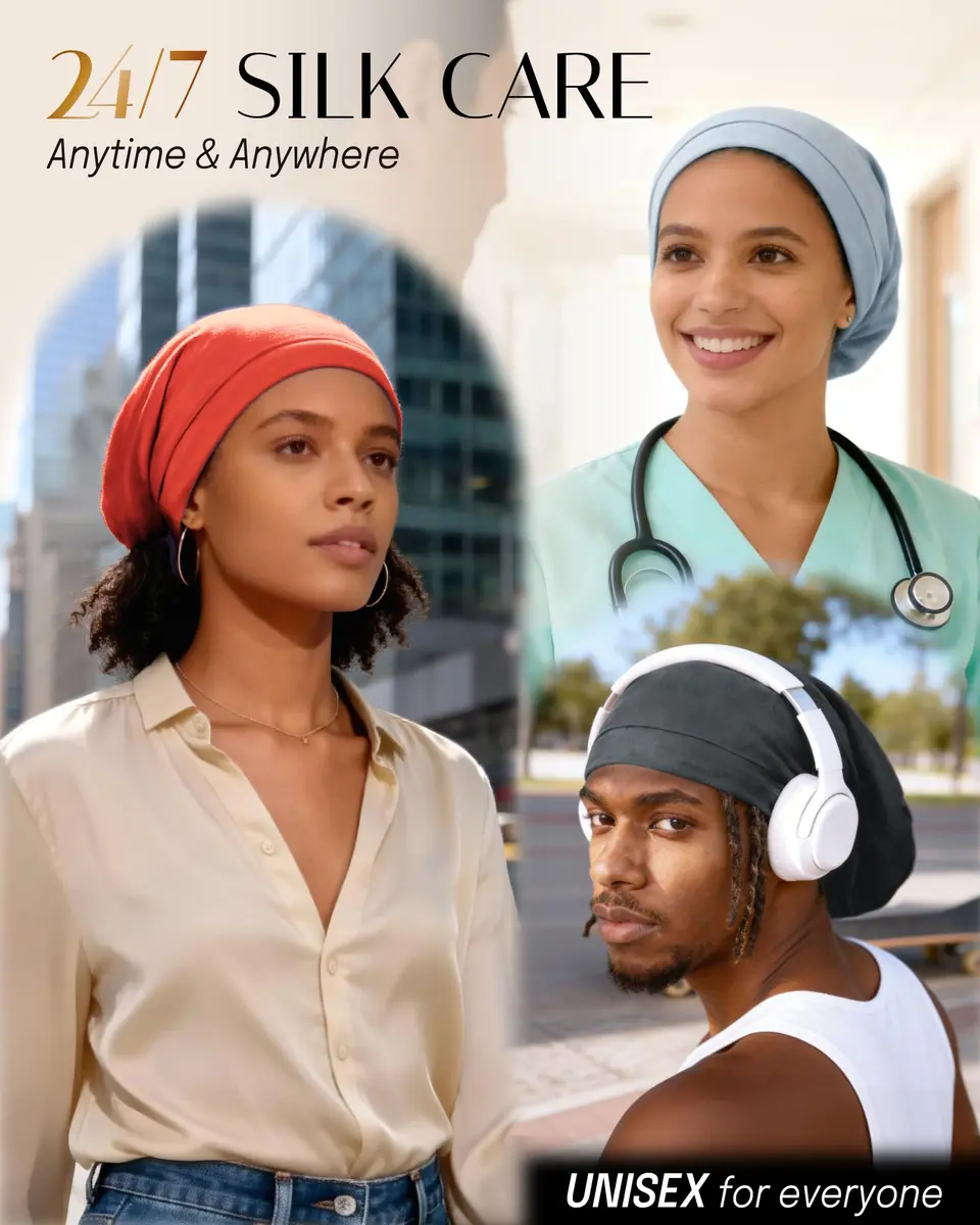 OLESILK Mulberry Silk Bonnet for Sleeping Women | Adjustable Hair Wrap for Curly Hair Care - view 7
