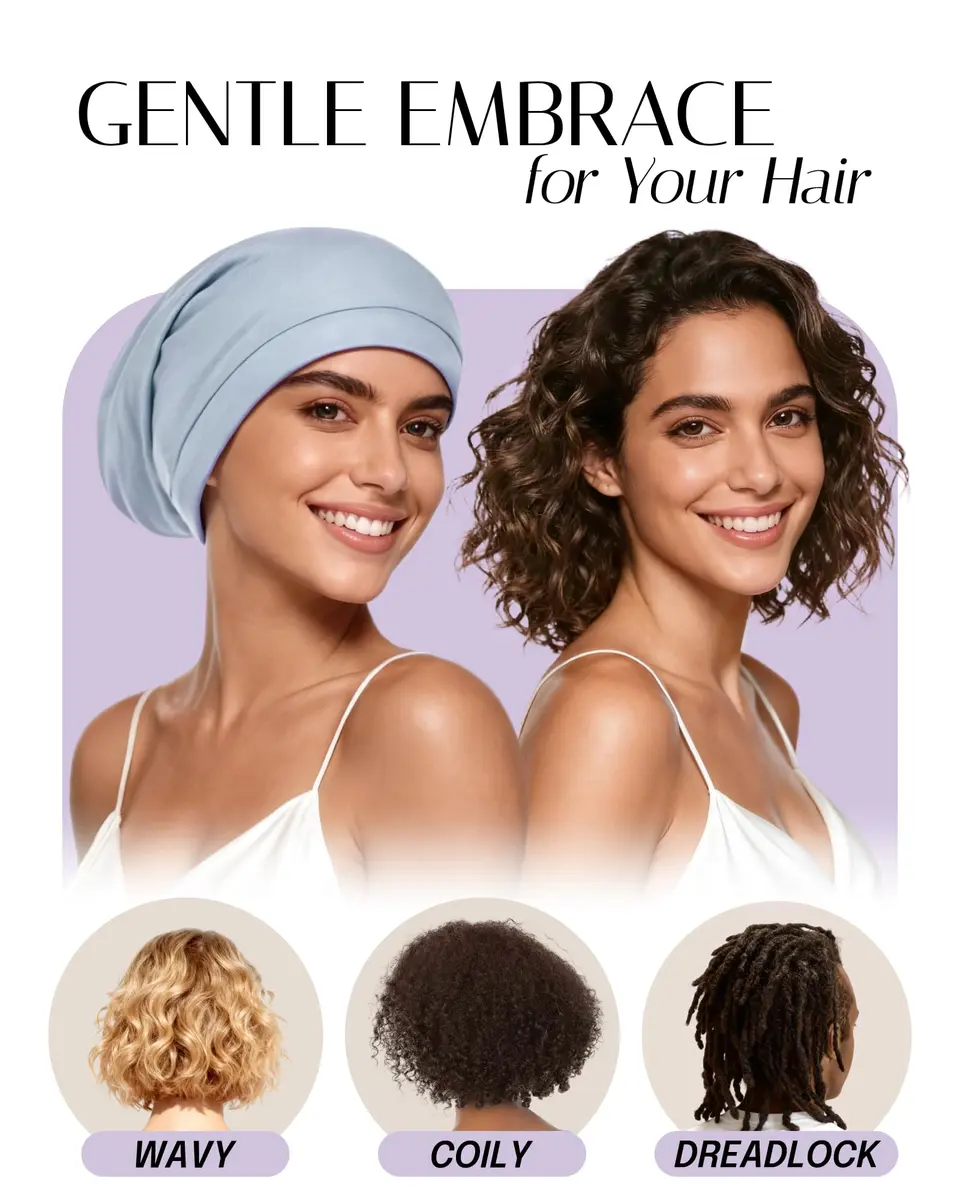 OLESILK Mulberry Silk Bonnet for Sleeping Women | Adjustable Hair Wrap for Curly Hair Care - view 4
