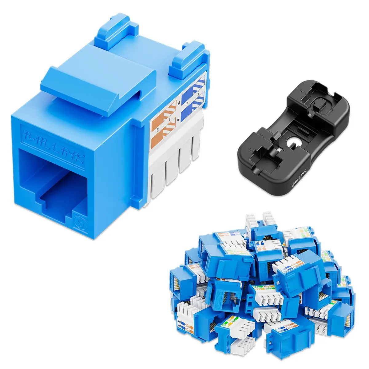 iwillink 10Gbps Cat6 Keystone Jack, 25-Pack, Blue | High-Speed Ethernet Network Adapter - main product image