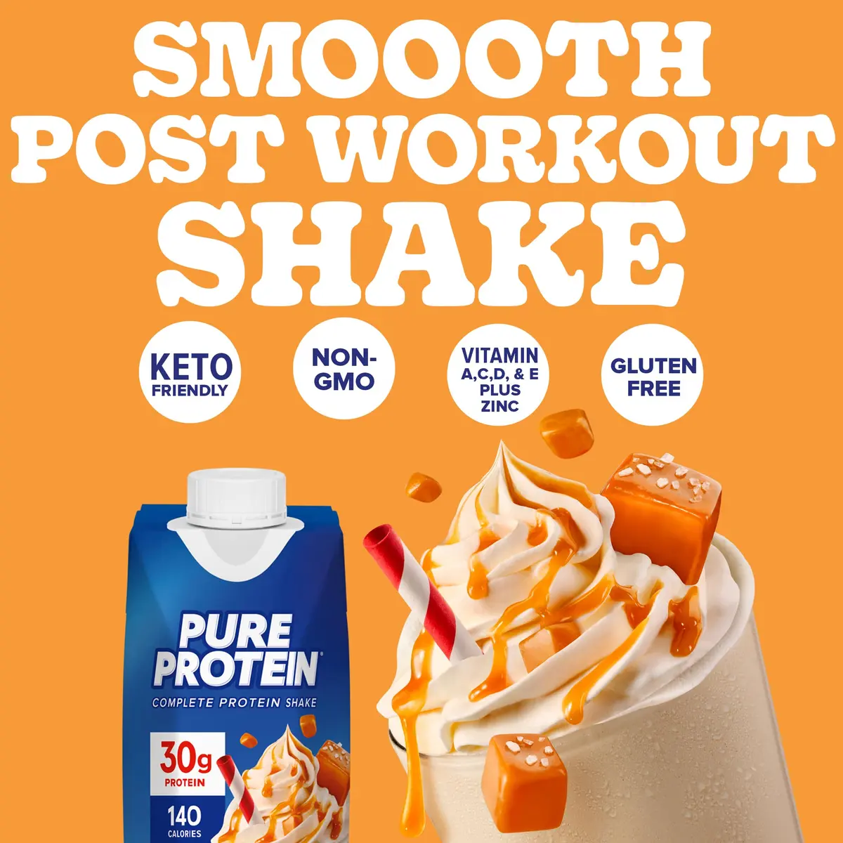 Pure Protein Salted Caramel Shake, Ready to Drink and Keto-Friendly, 12 Ct | 30g Protein, Less Than 1g Sugar, Immune Support - view 4