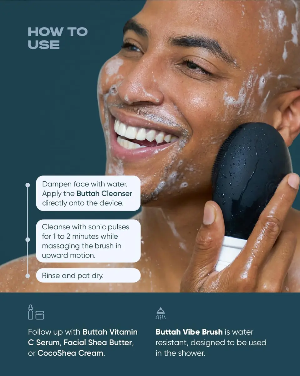 Buttah Skin by Dorion Renaud Buttah Vibe Cleansing Brush with Stand | Sonic Pulsating Face Brush for Deep Cleansing & Gentle Exfoliation - view 5