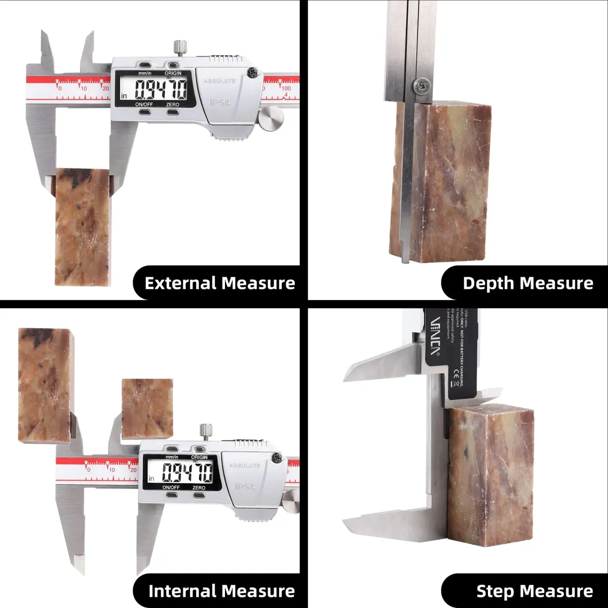 VINCA Absolute Origin IP54 Digital Caliper 150mm (6 Inch) | Precision Measurement with Glass Scale - view 3