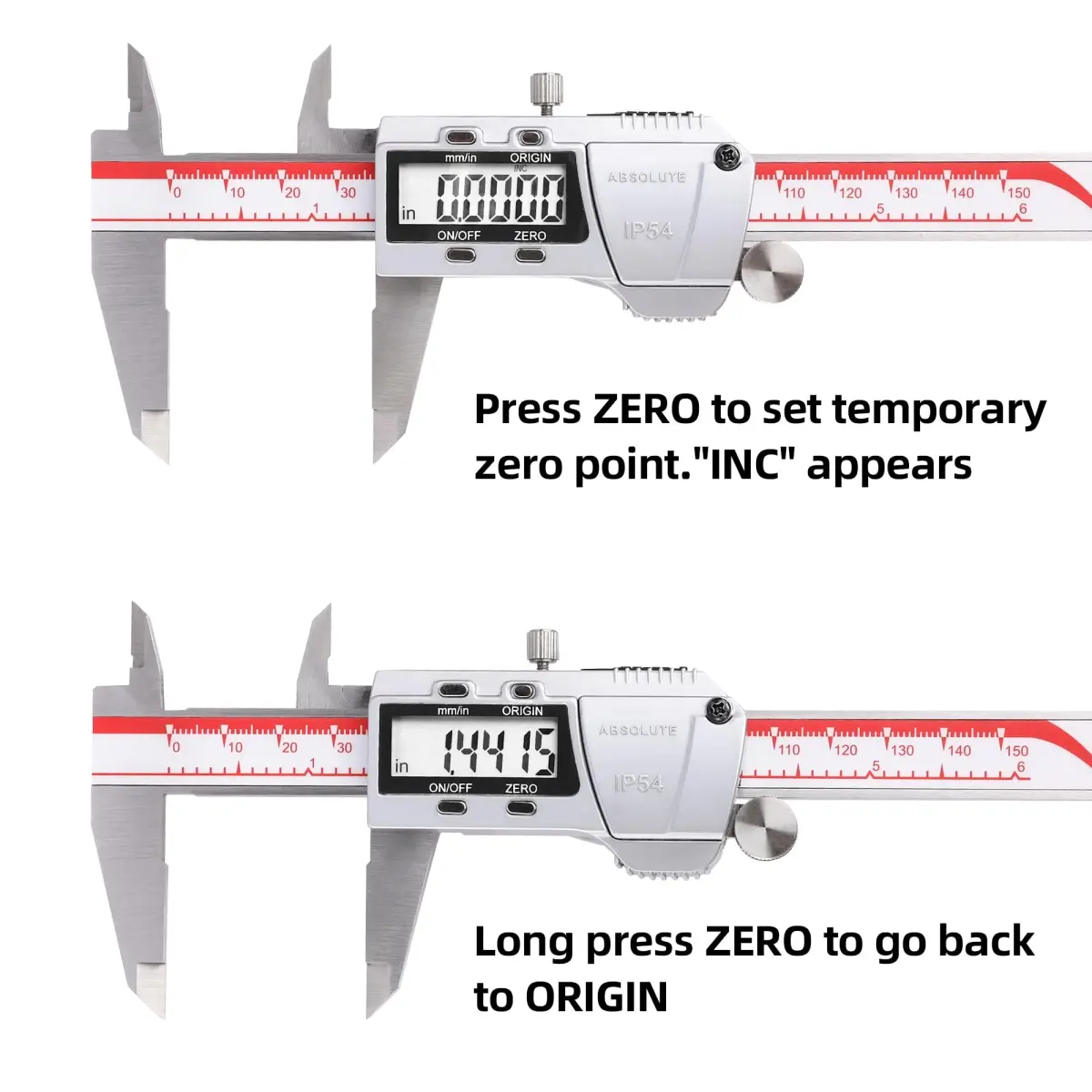 VINCA Absolute Origin IP54 Digital Caliper 150mm (6 Inch) | Precision Measurement with Glass Scale - view 4