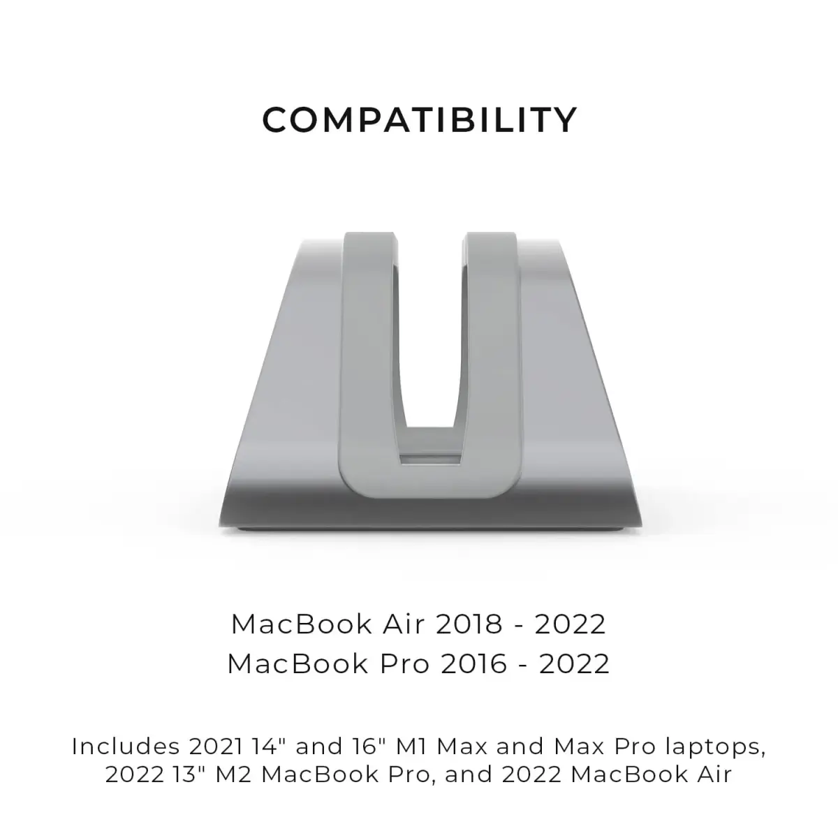 HumanCentric Vertical Laptop Stand for MacBook Pro & Air, Aluminium, Space Grey | Holds Laptops Securely in Closed Clamshell Mode - view 7