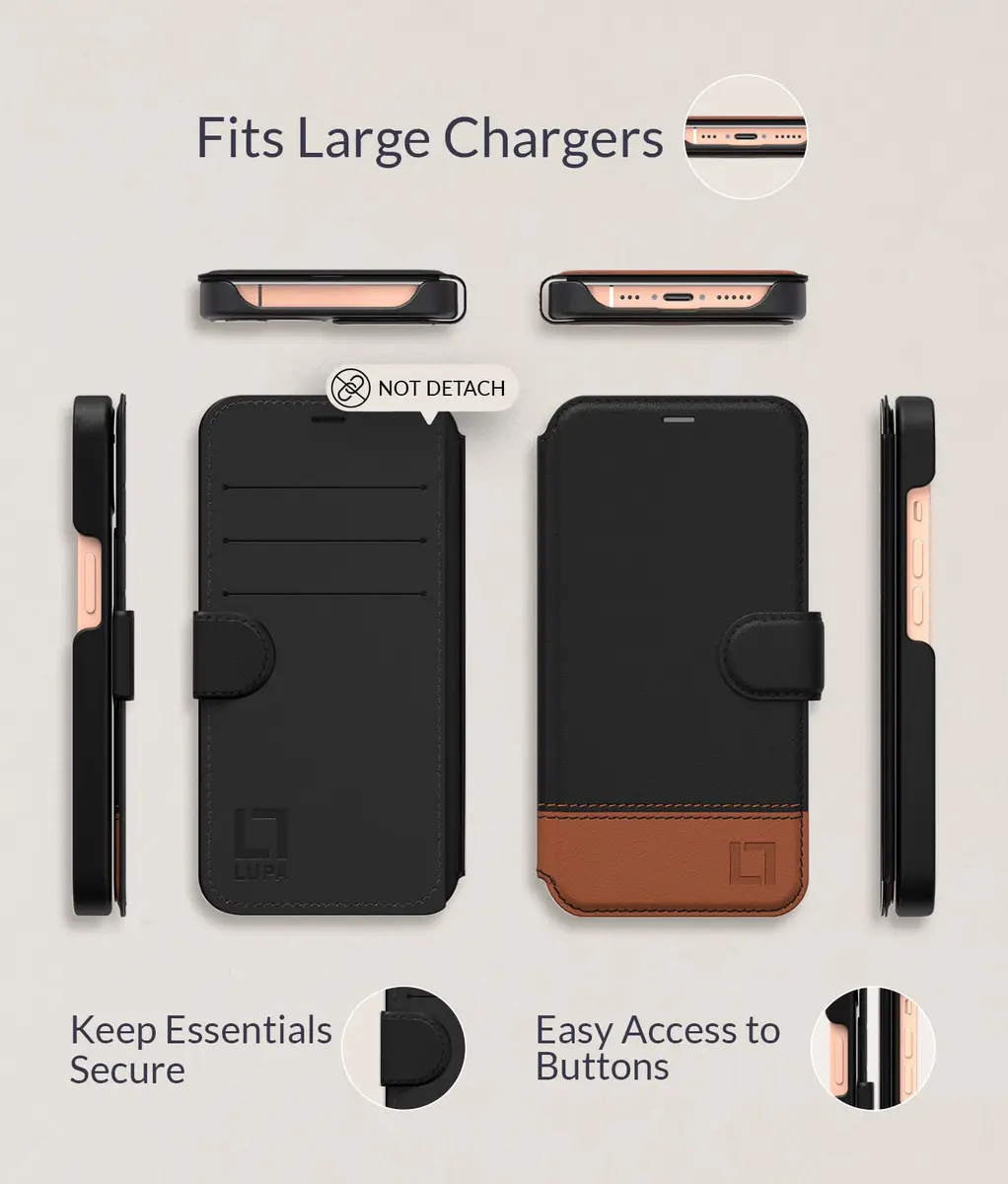 LUPA Legacy iPhone 13 Pro Max Wallet Case | Slim Durable Faux Leather Folio Cover - view 5
