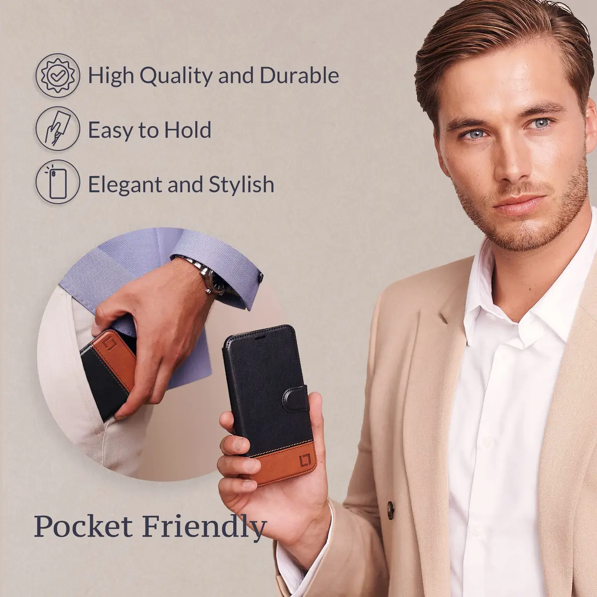 LUPA Legacy iPhone 13 Pro Max Wallet Case | Slim Durable Faux Leather Folio Cover - view 6