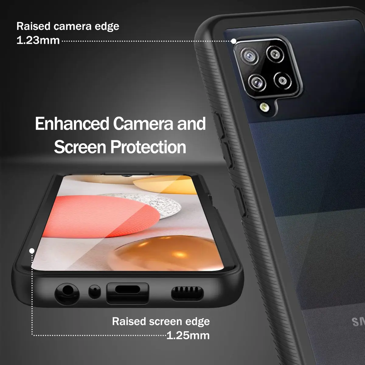 wahhle Compatible with Samsung Galaxy A42 5G Case, Built in Screen Protector Slim Fit Shockproof Cover | Black/Clear - view 4