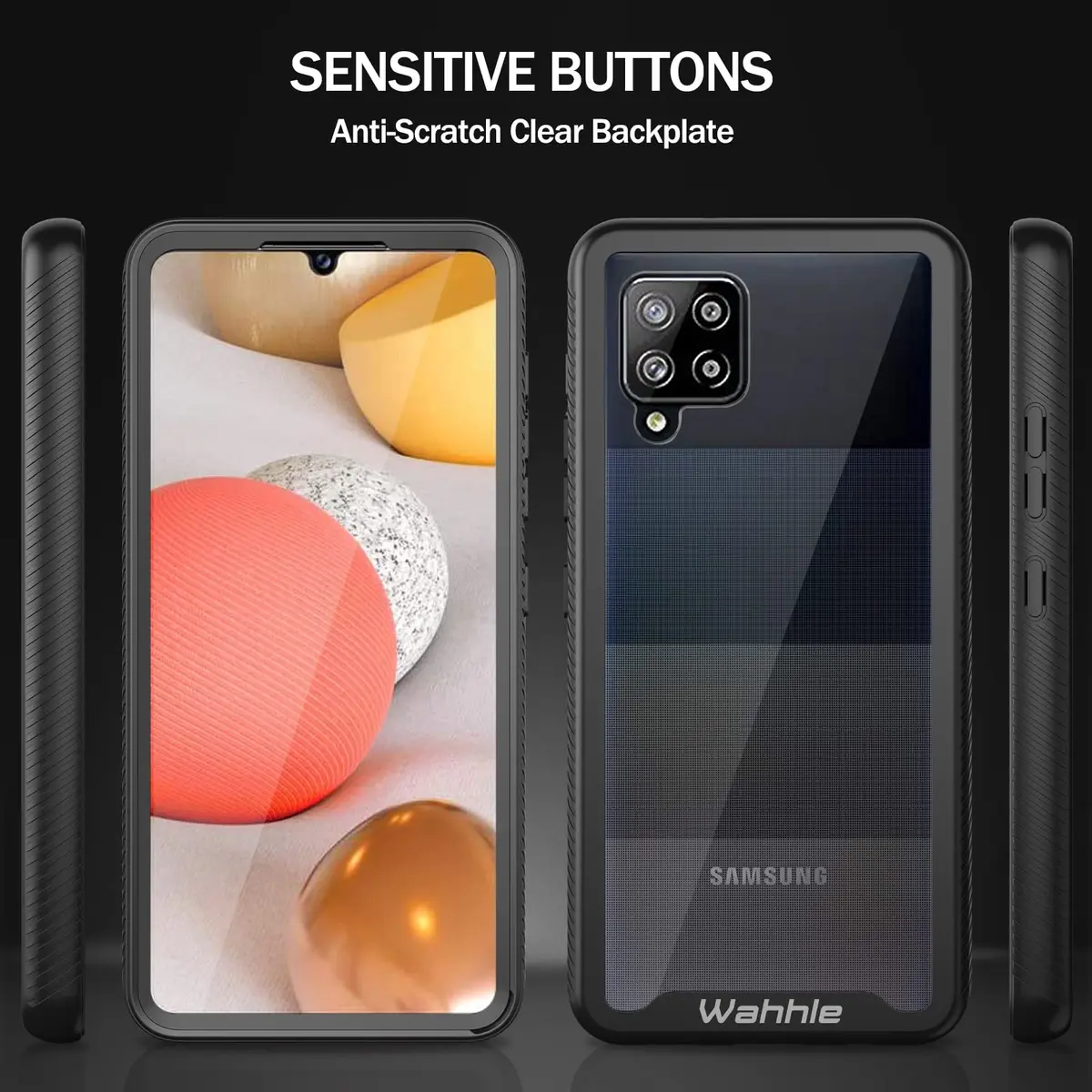 wahhle Compatible with Samsung Galaxy A42 5G Case, Built in Screen Protector Slim Fit Shockproof Cover | Black/Clear - view 5