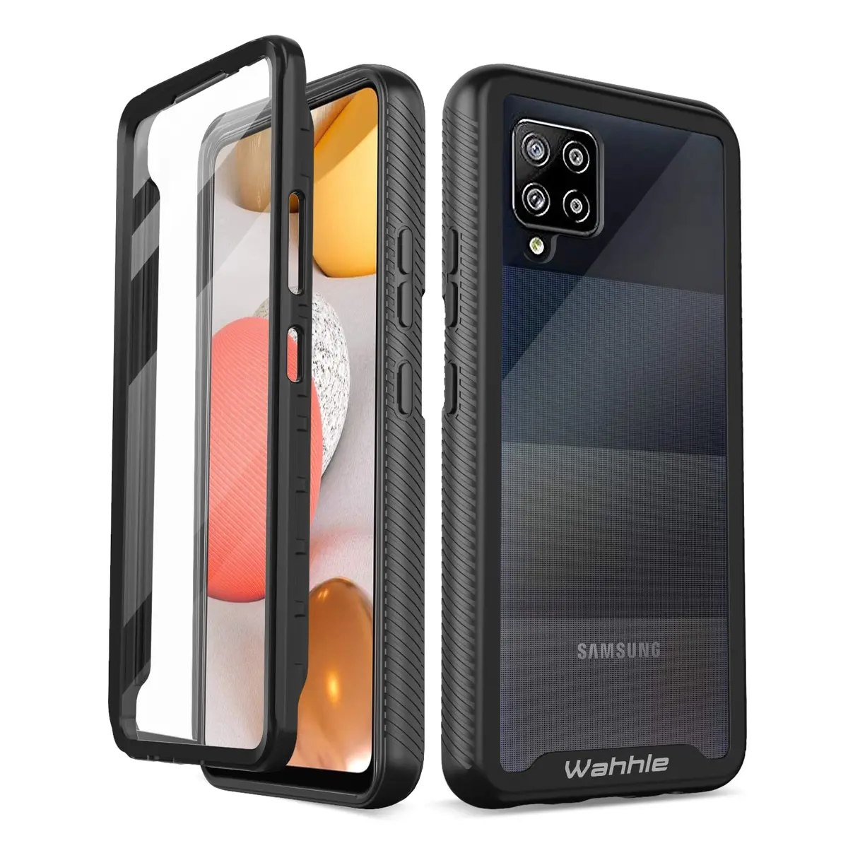 wahhle Compatible with Samsung Galaxy A42 5G Case, Built in Screen Protector Slim Fit Shockproof Cover | Black/Clear - main product image