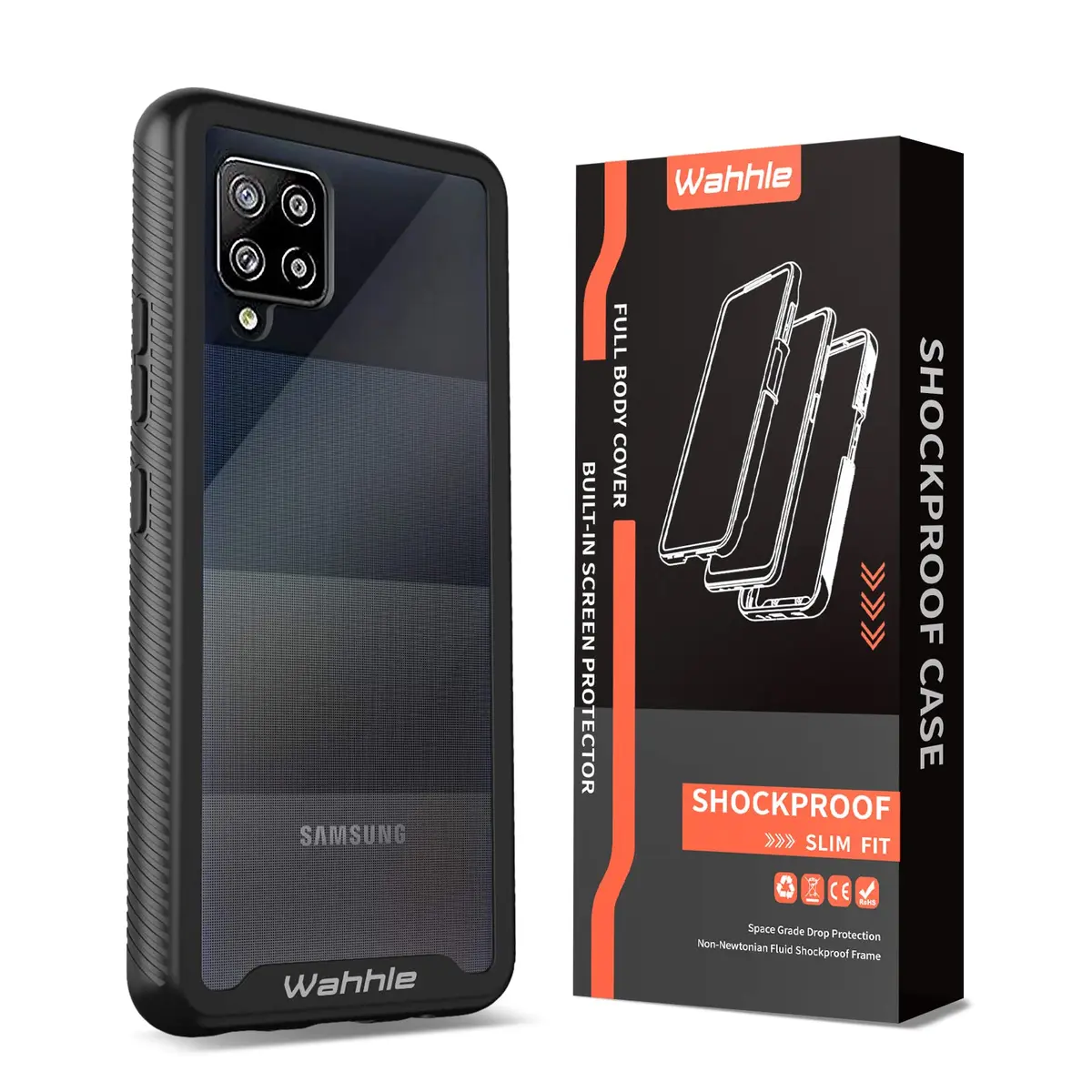 wahhle Compatible with Samsung Galaxy A42 5G Case, Built in Screen Protector Slim Fit Shockproof Cover | Black/Clear - view 7