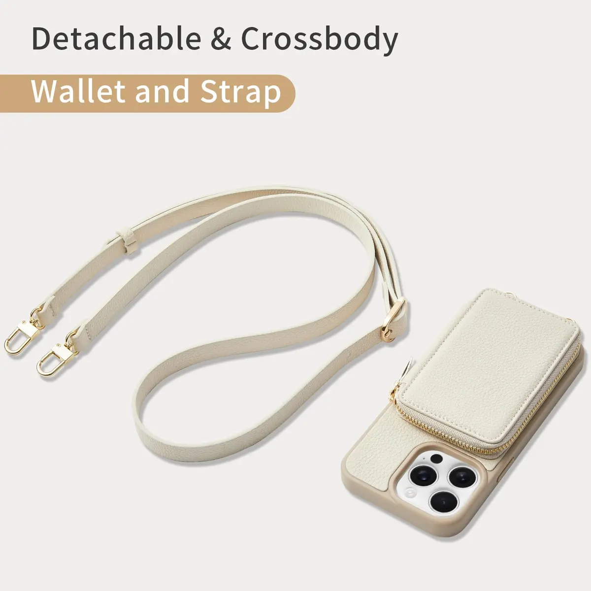ZVE iPhone 13 Pro Wallet Case with RFID Blocking, Leather Crossbody & Detachable Lanyard | Full Protection - view 5