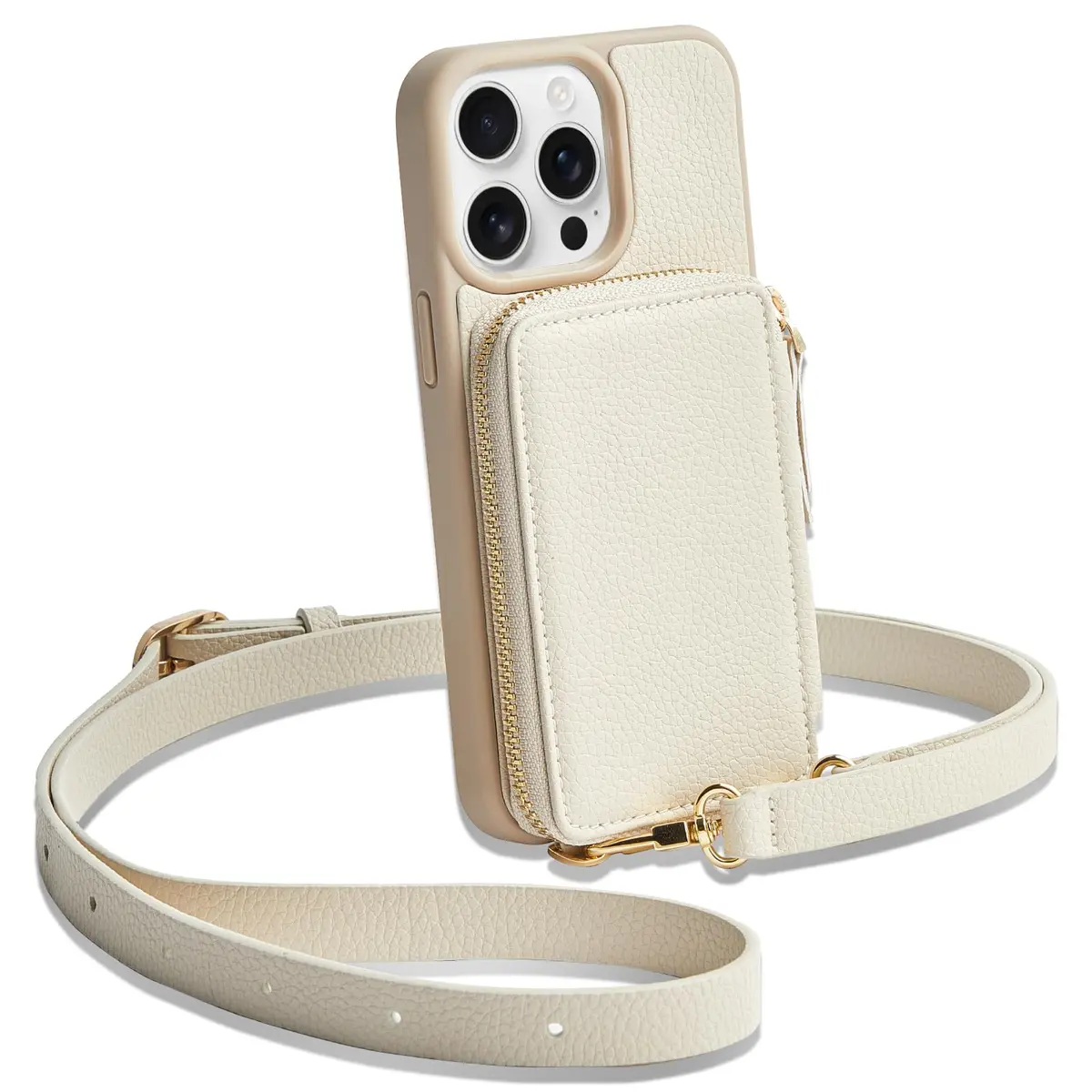 ZVE iPhone 13 Pro Wallet Case with RFID Blocking, Leather Crossbody & Detachable Lanyard | Full Protection - main product image