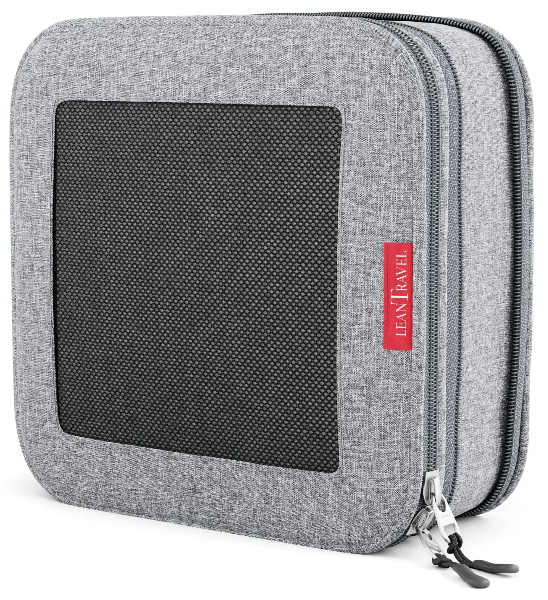 LeanTravel Premium Compression Packing Cubes for Travel - Suitcase Organizer Bags with Double Zipper & Breathable Mesh Panel - Space Saving Carry On Luggage Essentials (1 Medium Bag, Grey) - main product image