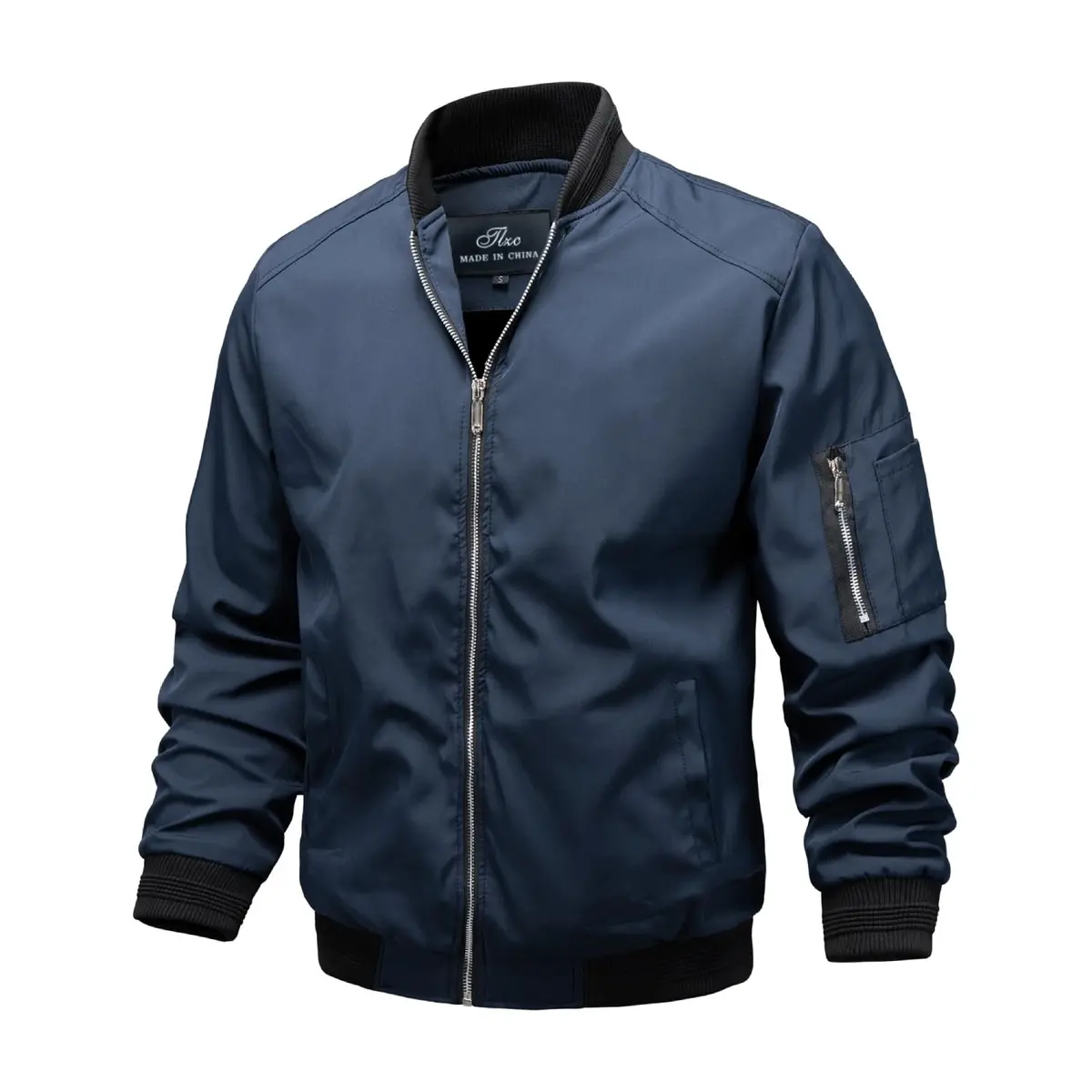 TLZC Men's Lightweight Bomber Jacket Windbreaker Slim Fit Active Coat Outerwear (Blue, X-Large) | Windproof & Water-Resistant - main product image