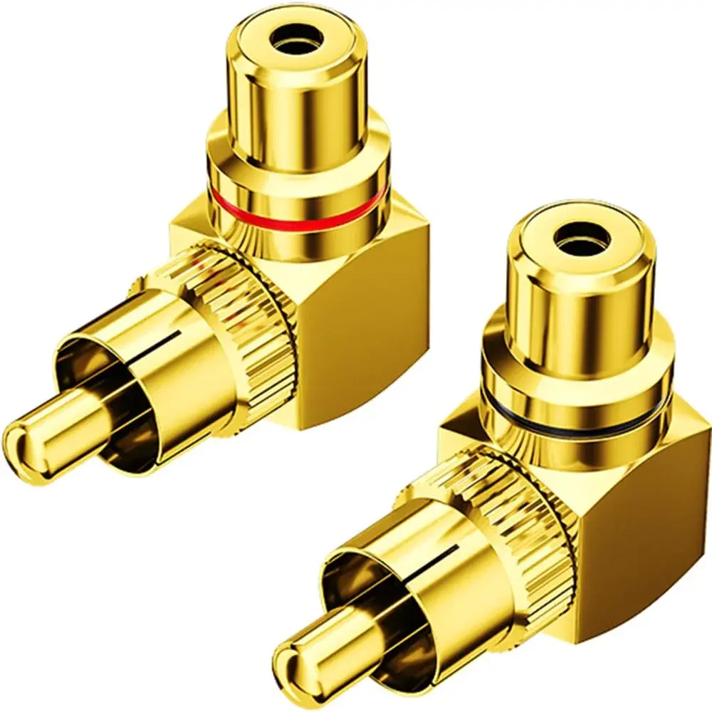 Warmstor 2-Pack RCA Right Angle Adapter 90 Degree Male to Female Connector | Extends Less Than 1 Inch - main product image