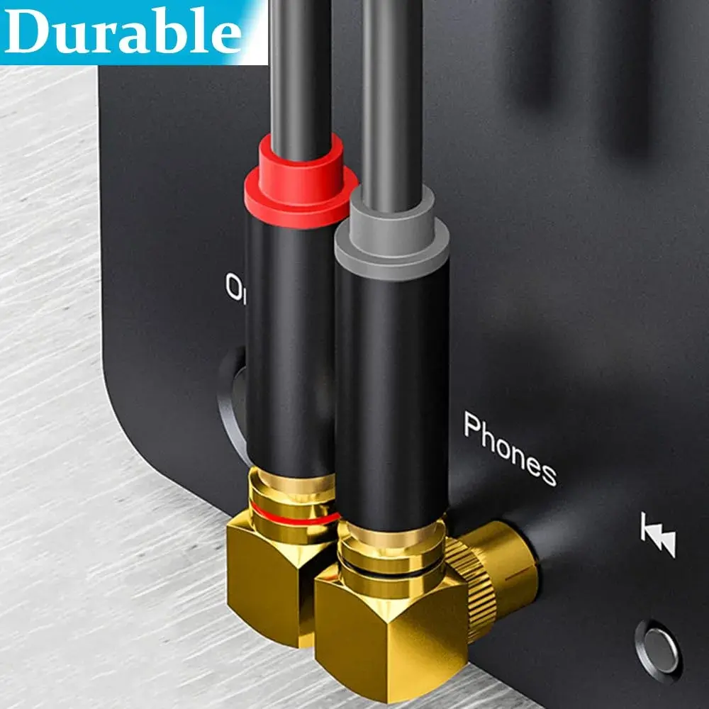 Warmstor 2-Pack RCA Right Angle Adapter 90 Degree Male to Female Connector | Extends Less Than 1 Inch - view 6