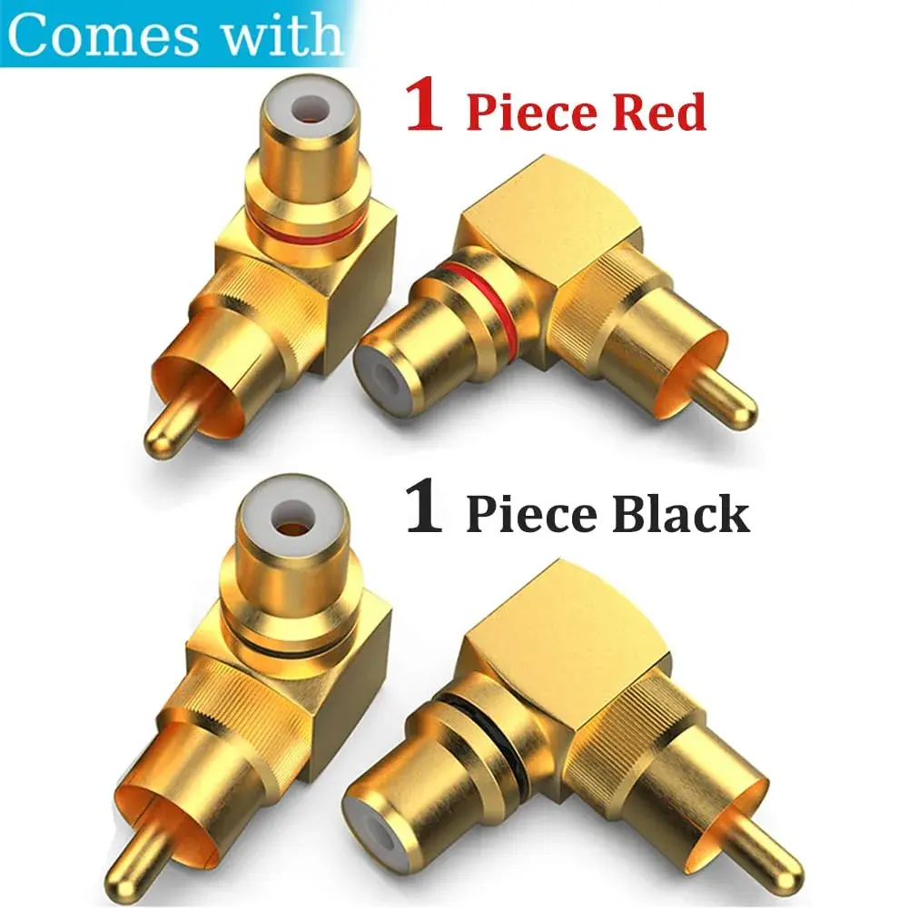 Warmstor 2-Pack RCA Right Angle Adapter 90 Degree Male to Female Connector | Extends Less Than 1 Inch - view 2