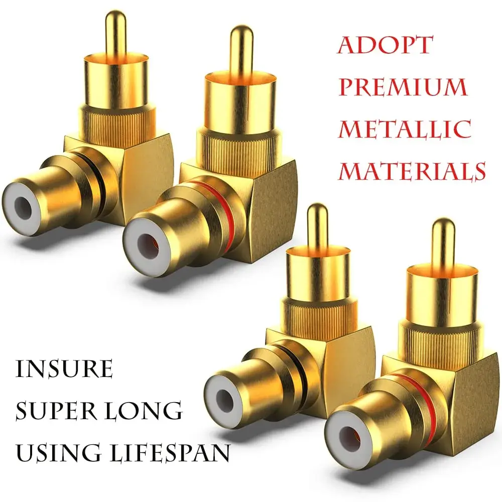 Warmstor 2-Pack RCA Right Angle Adapter 90 Degree Male to Female Connector | Extends Less Than 1 Inch - view 3