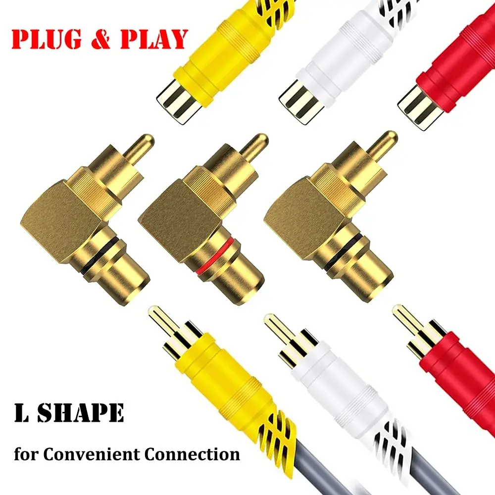 Warmstor 2-Pack RCA Right Angle Adapter 90 Degree Male to Female Connector | Extends Less Than 1 Inch - view 4
