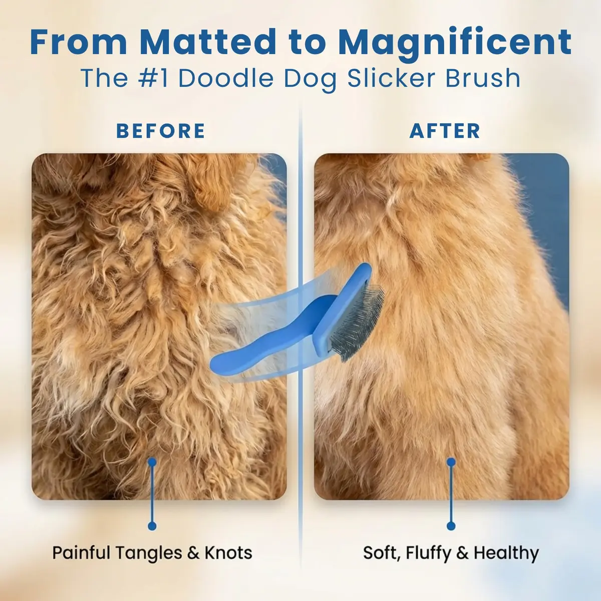 We Love Doodles Slicker Brush for Dogs, Large | Detangles & Removes Mats, Curly Coat, Blue - view 5