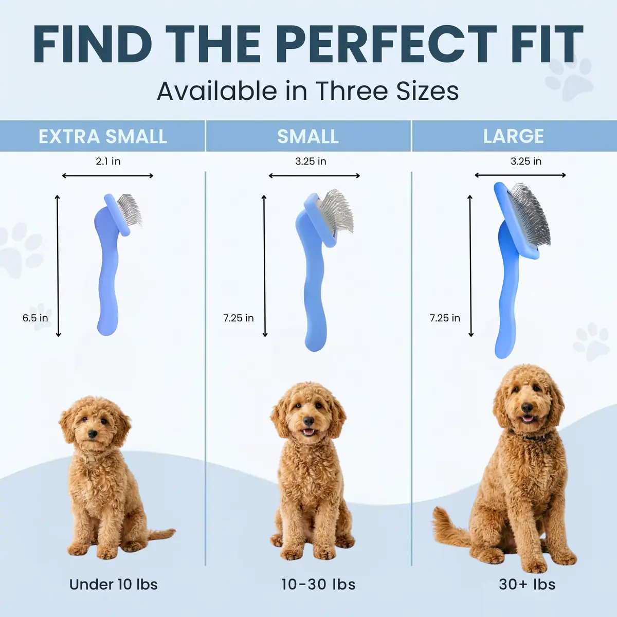 We Love Doodles Slicker Brush for Dogs, Large | Detangles & Removes Mats, Curly Coat, Blue - view 6